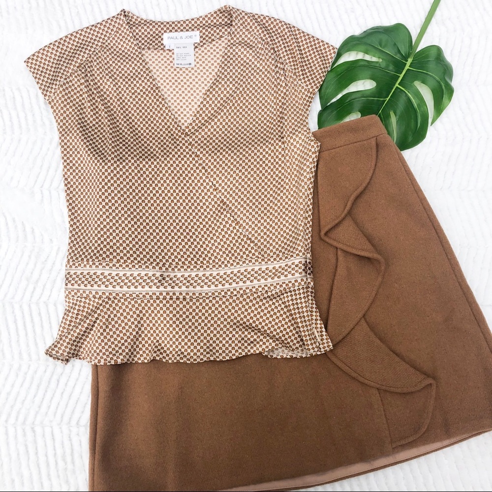 PAUL & JOE Silk Cap Sleeve Mod-Geometric Top NEW